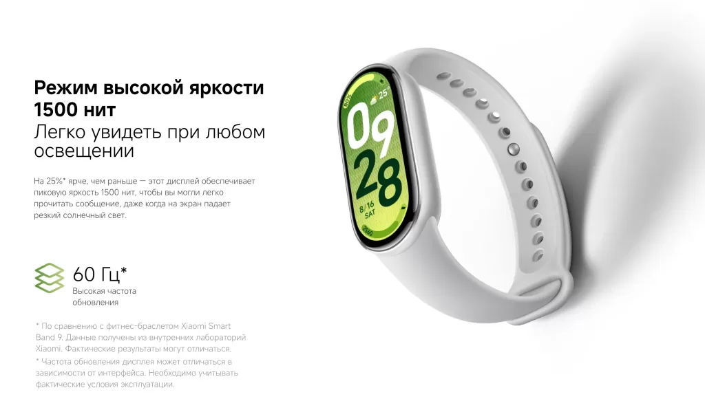 Фитнес-браслет Xiaomi Smart Band 10 (M2459B1) – режим высокой яркости в 1000 нит
