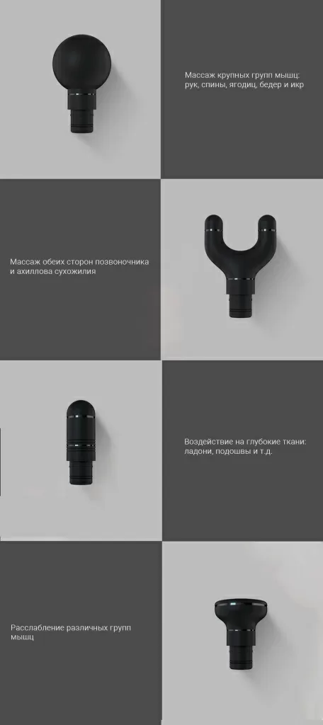 Перкуссионный массажер Yunmai Massage Gun Pro Basic (YMJM-551S) – 4 сменный массажные насадки