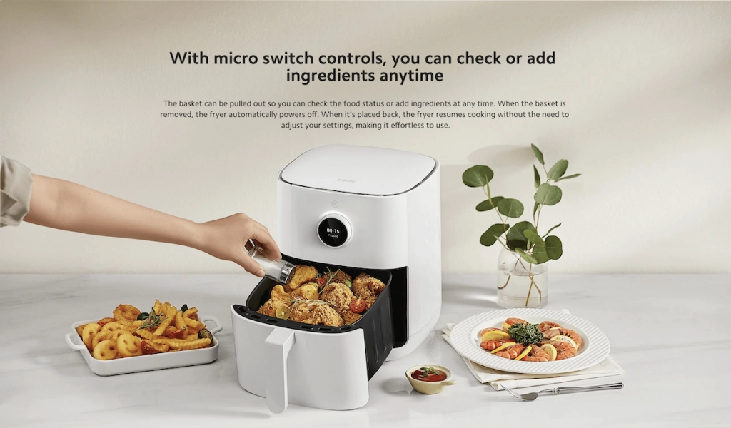 Аэрогриль Xiaomi Smart Air Fryer 4.5L (MAF14) – удобное добавление ингредиентов в любое время