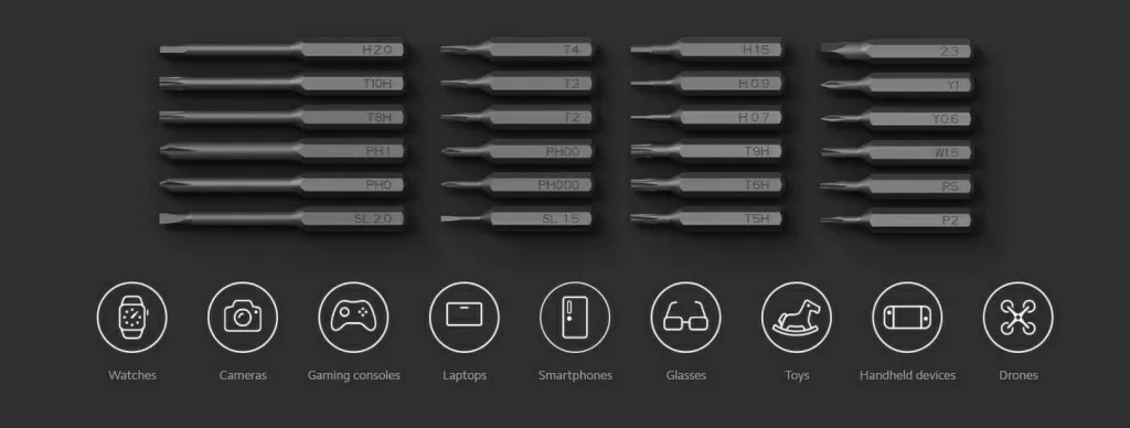 Набор отверток Xiaomi Mi Precision Screwdriver Kit (MJJXLSD002QW) – широкая совместимость