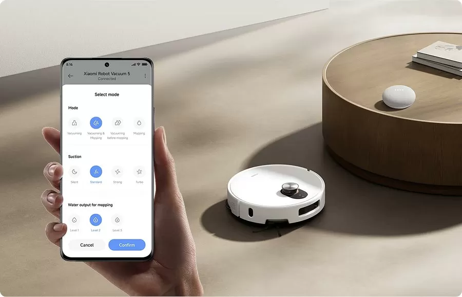 Робот-пылесос Xiaomi Robot Vacuum 5 (OV31GL) – удаленное управление и голосовые функции