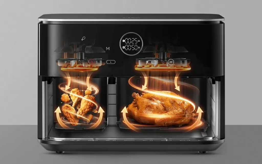 Аэрогриль Xiaomi Dual Zone Air Fryer 10L (MAF-D1001) – на 71% быстрее традиционной духовки