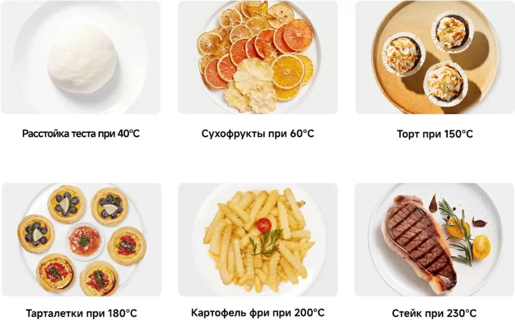 Xiaomi Smart Double Stack Air Fryer 12L (MAF-DS1201) – широкий температурный диапазон