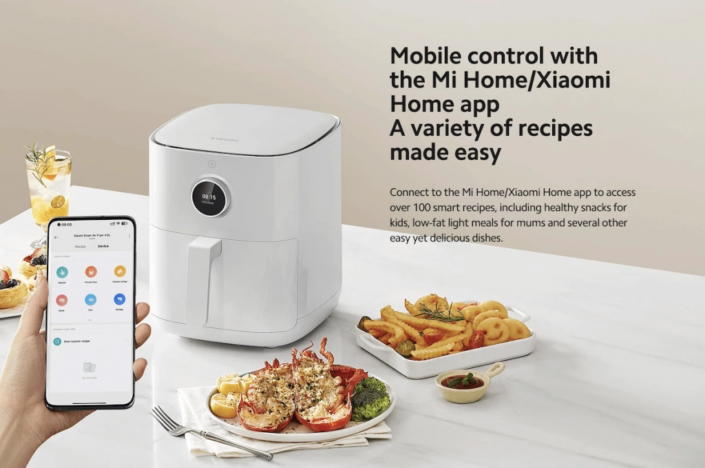 Аэрогриль Xiaomi Smart Air Fryer 4.5L (MAF14) – управление через мобильное устройство Mi Home