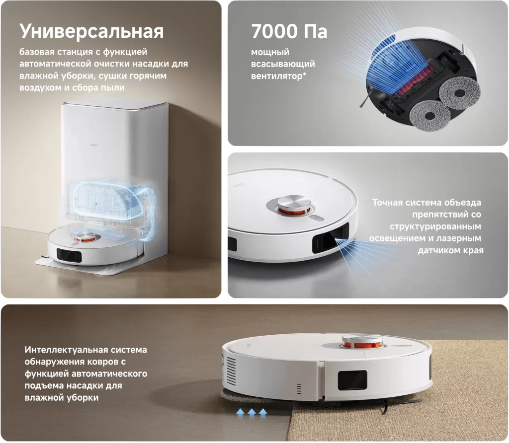 Робот-пылесос Xiaomi Robot Vacuum X20 Pro (D102GL) – умная док-станция Xiaomi