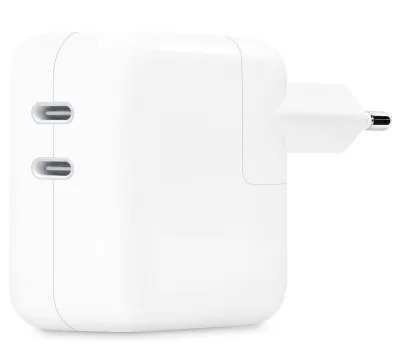 Сетевое зарядное Apple 35W Dual USB-C Port Power Adapter (MW2K3ZM/A) — фото, купить в Минске с доставкой по Беларуси — 360shop.by