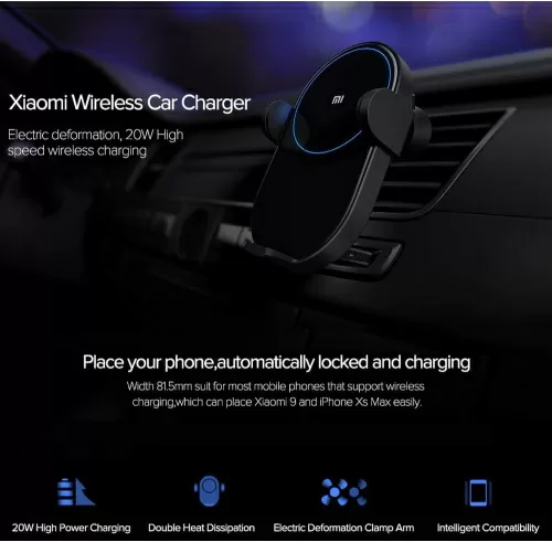 Держатель для смартфона Xiaomi Wireless Car Charger 20W (WCJ02ZM) — фото, купить в Минске с доставкой по Беларуси — 360shop.by