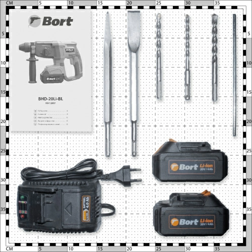 Перфоратор Bort BHD-20LI-BL (с 2-мя АКБ, кейс) (93412697) — фото, купить в Минске с доставкой по Беларуси — 360shop.by