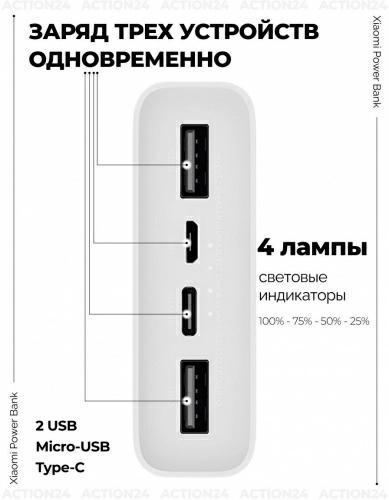 Внешний аккумулятор Xiaomi Mi 22.5W Power Bank 20000mAh (PB2022ZM) — фото, купить в Минске с доставкой по Беларуси — 360shop.by