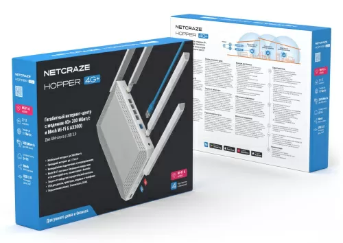 4G Wi-Fi роутер Netcraze Hopper 4G+ (NC-2312) — фото, купить в Минске с доставкой по Беларуси — 360shop.by