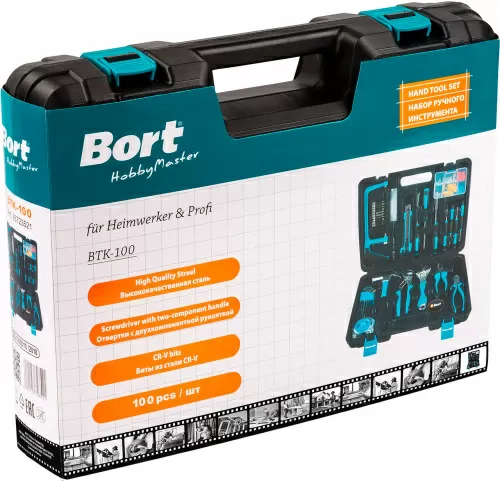 Универсальный набор инструментов Bort BTK-100 (100 предмета) (93723521) — фото, купить в Минске с доставкой по Беларуси — 360shop.by