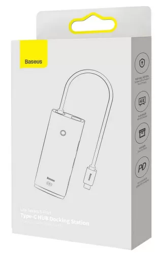 Док-станция Baseus Lite Series 5-Port Type-C HUB Docking Station (WKQX040001) — фото, купить в Минске с доставкой по Беларуси — 360shop.by