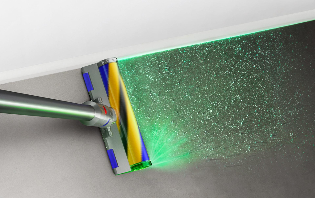 Вертикальный пылесос с влажной уборкой Dyson V12s Detect Slim Submarine – Fluffy Optic™ Cleaner Head: мощная подсветка для обнаружения пыли