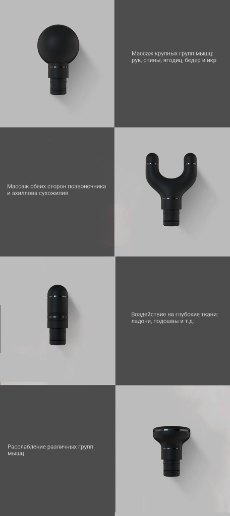 Перкуссионный массажер Yunmai Massage Gun Pro Basic (YMJM-551S) – 4 сменный массажные насадки