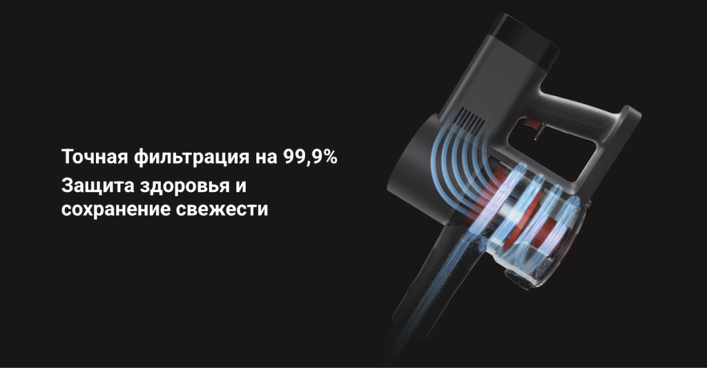 Вертикальный пылесос Xiaomi Vacuum Cleaner G20 Max – точная фильтрация на 99,9%