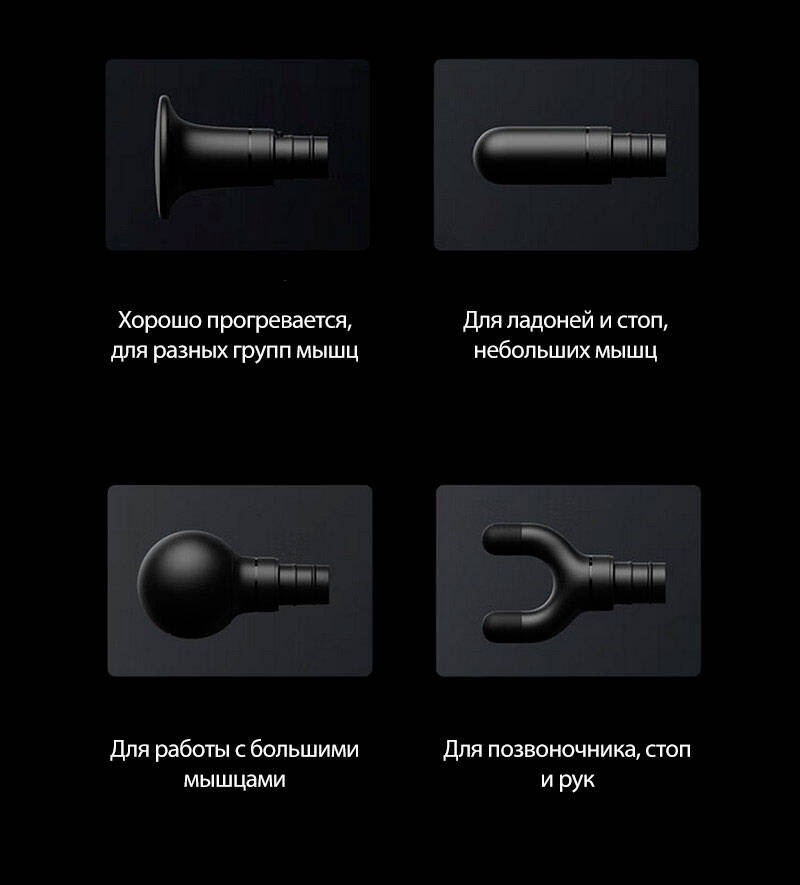 Перкуссионный массажер Xiaomi Mijia Fascia Gun 2 (MJJMQ05-ZJ) – 4 насадки в комплекте