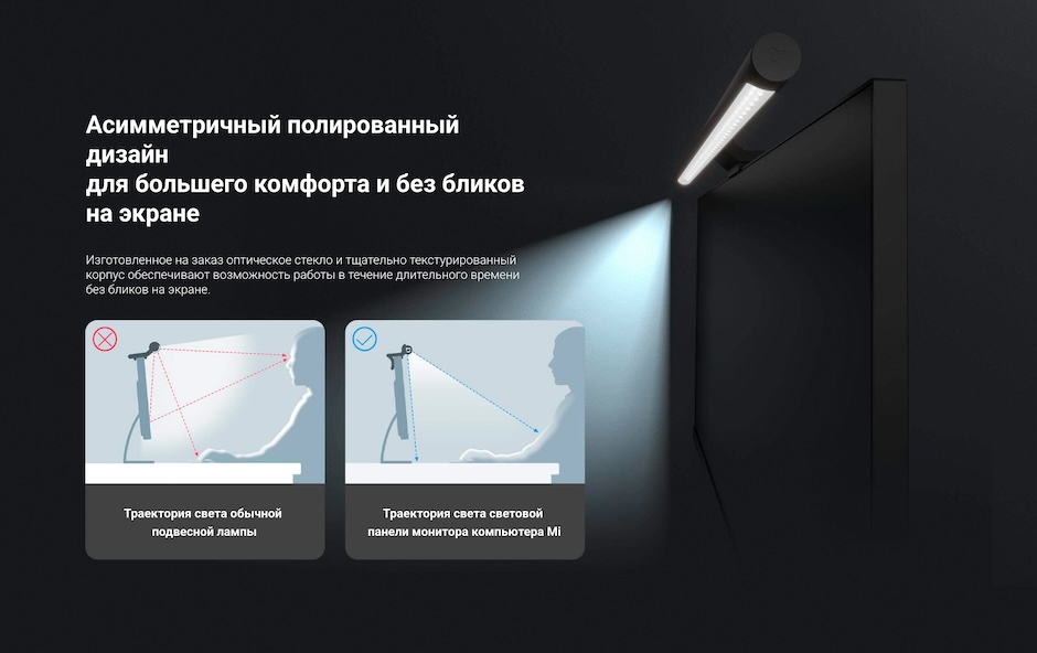 Xiaomi Mi Computer Monitor Light Bar (MJGJD01YL) –&nbsp;ассимтриченое направление света