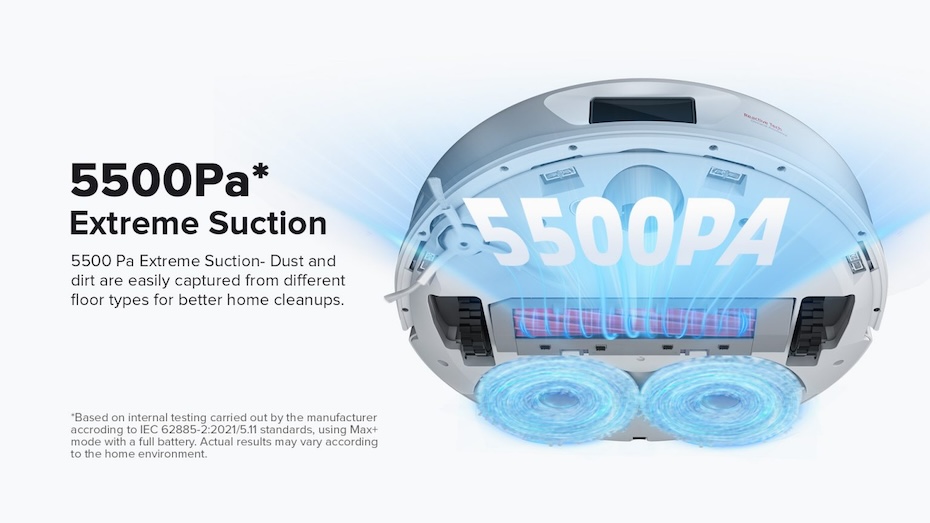 Roborock Q Revo – высокая мощность всасывания 5500 Па