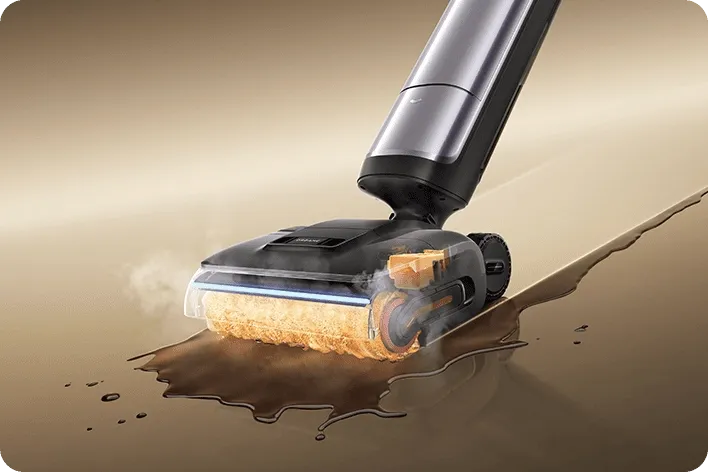 Промывка валика горячей водой ThermoRinse в Dreame H16 Pro Steam