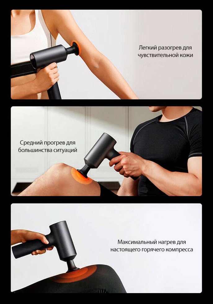 Перкуссионный массажер Xiaomi Mijia Fascia Gun 2 (MJJMQ05-ZJ) – гибкая настройка температуры