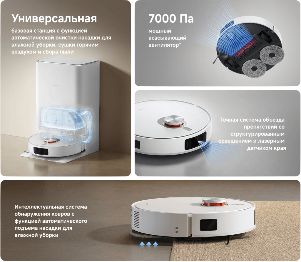 Робот-пылесос Xiaomi Robot Vacuum X20 Pro (D102GL) – умная док-станция Xiaomi