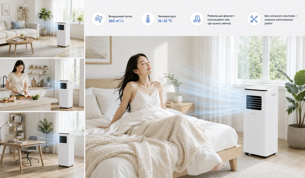 Мобильный кондиционер Xiaomi NWT Smart Mobile Air Conditioner One Horse в интерьере