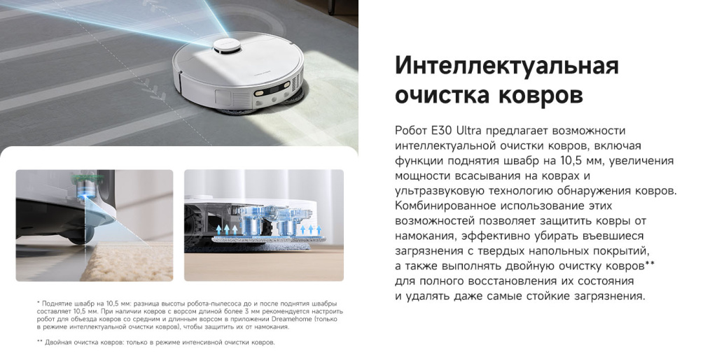 Робот-пылесос Dreame Trouver Robot Vacuum E30 Ultra (RLE51SE) – умная чистка ковров