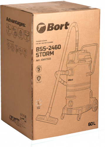 Пылесос строительный Bort BSS-2460-Storm (93417555) — фото, купить в Минске с доставкой по Беларуси — 360shop.by