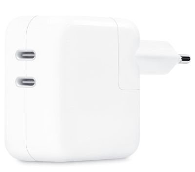 Сетевое зарядное Apple 35W Dual USB-C Port Power Adapter (MW2K3ZM/A) — фото, купить в Минске с доставкой по Беларуси — 360shop.by