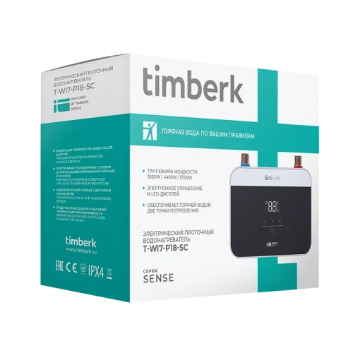 Проточный электрический водонагреватель Timberk Sense T-WI7-P18-SC — фото, купить в Минске с доставкой по Беларуси — 360shop.by