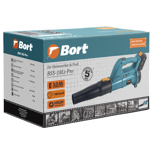 Воздуходувка аккумуляторная Bort BSS-18Li-Pro (с АКБ) (93411737) — фото, купить в Минске с доставкой по Беларуси — 360shop.by