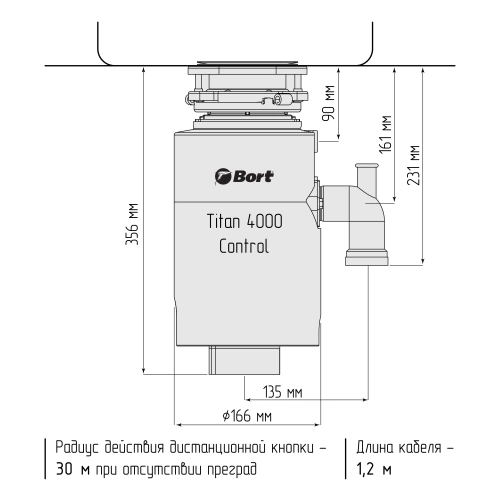 Измельчитель пищевых отходов Bort Titan 4000 (Control) (93410242) — фото, купить в Минске с доставкой по Беларуси — 360shop.by