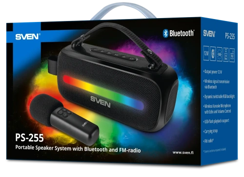 Портативная колонка SVEN PS-255 — фото, купить в Минске с доставкой по Беларуси — 360shop.by