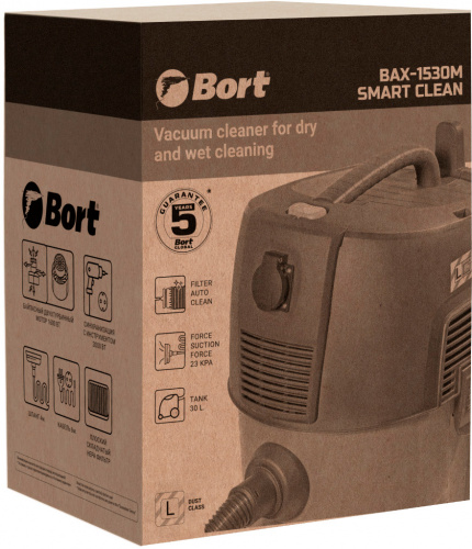 Пылесос строительный Bort BAX-1530M-Smart Clean (93410020) — фото, купить в Минске с доставкой по Беларуси — 360shop.by