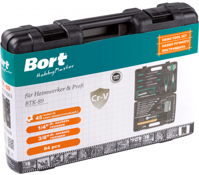 Универсальный набор инструментов Bort BTK-89 (84 предмета) (91276063)
