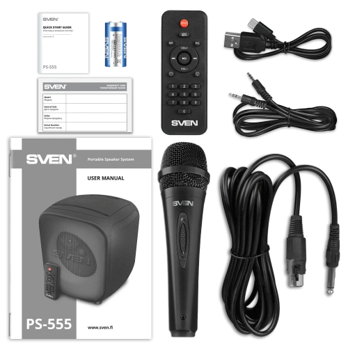 Портативная колонка SVEN PS-555 — фото, купить в Минске с доставкой по Беларуси — 360shop.by