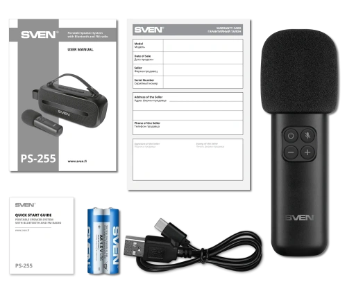 Портативная колонка SVEN PS-255 — фото, купить в Минске с доставкой по Беларуси — 360shop.by