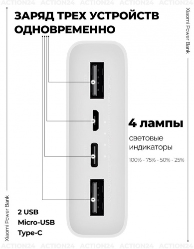 Внешний аккумулятор Xiaomi Mi 22.5W Power Bank 20000mAh (PB2022ZM) — фото, купить в Минске с доставкой по Беларуси — 360shop.by