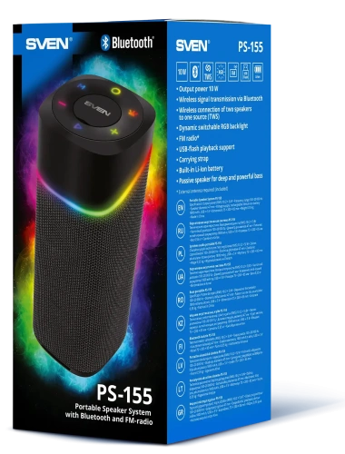 Портативная колонка SVEN PS-155 — фото, купить в Минске с доставкой по Беларуси — 360shop.by