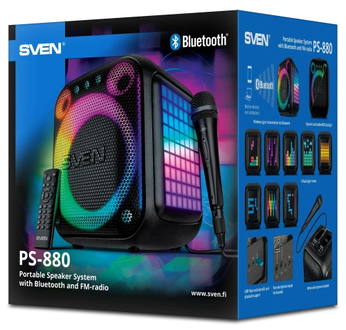 Портативная колонка SVEN PS-880 — фото, купить в Минске с доставкой по Беларуси — 360shop.by
