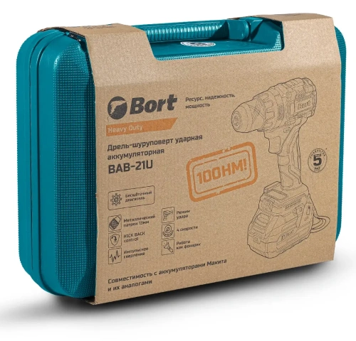 Дрель-шуруповерт Bort BAB-21U (с 2-мя АКБ) (93414837) — фото, купить в Минске с доставкой по Беларуси — 360shop.by