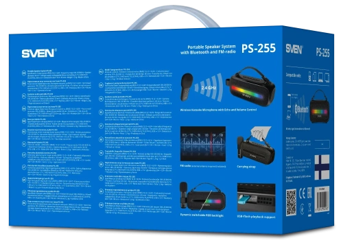 Портативная колонка SVEN PS-255 — фото, купить в Минске с доставкой по Беларуси — 360shop.by