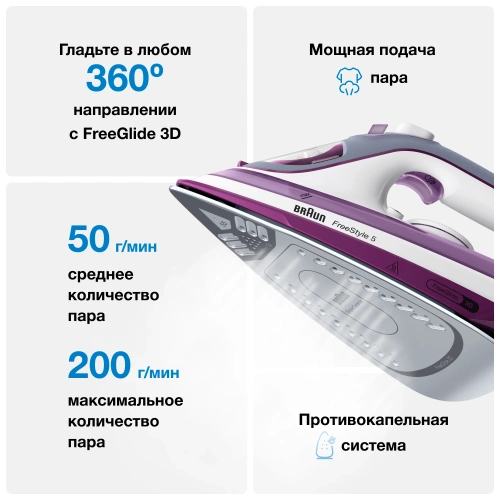 Утюг Braun SI5037VI — фото, купить в Минске с доставкой по Беларуси — 360shop.by