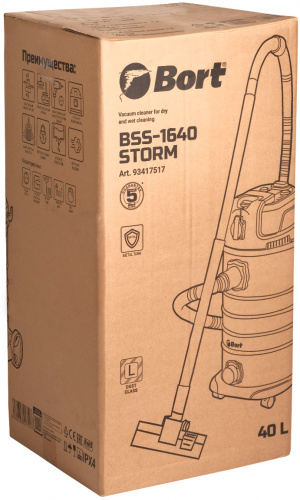 Пылесос строительный Bort BSS-1640-Storm (93417517) — фото, купить в Минске с доставкой по Беларуси — 360shop.by