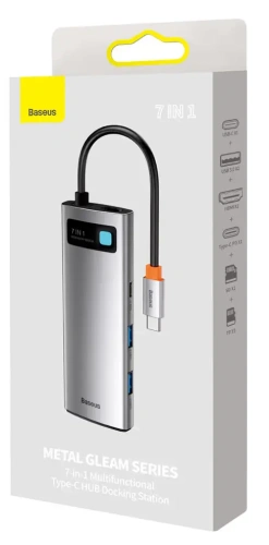 Док-станция Baseus Metal Gleam Series 7-in-1 Multifunctional Type-C HUB Docking Station (WKWG020113) — фото, купить в Минске с доставкой по Беларуси — 360shop.by