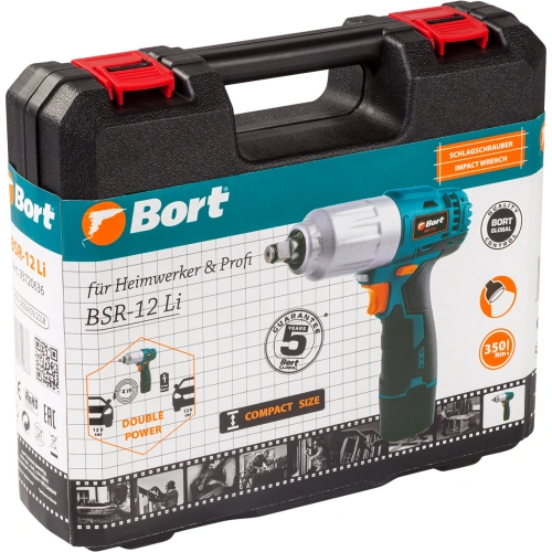 Гайковерт проводной автомобильный Bort BSR-12Li (с 1-им АКБ, кейс) (93720636) — фото, купить в Минске с доставкой по Беларуси — 360shop.by