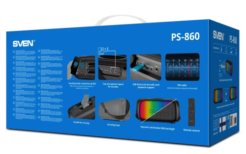 Колонка для вечеринок SVEN PS-860 — фото, купить в Минске с доставкой по Беларуси — 360shop.by