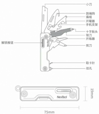 Мультитул NexTool Multifunction Mini Knife NE20100